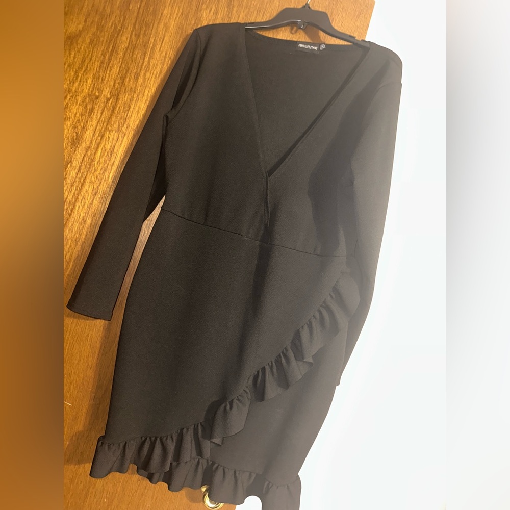 Black Ruffle Wrap Dress